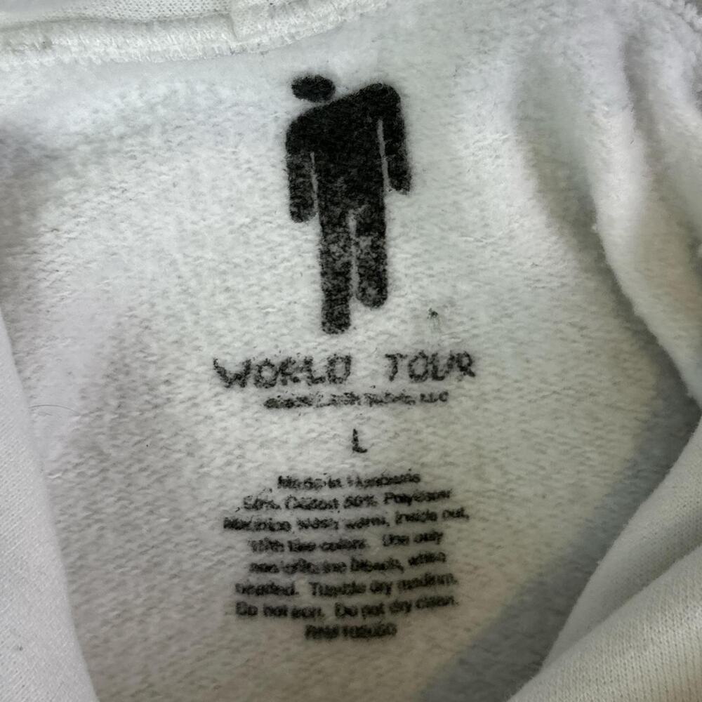 Billie Eilish White Racing Name Spellout Logo White Hoodie Size Large - Picture 3 of 8
